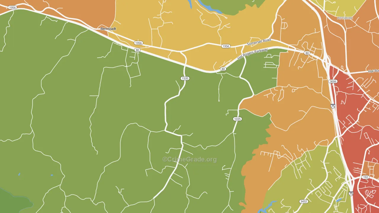 Bush, KY Map of Drug-Related Crime Rates