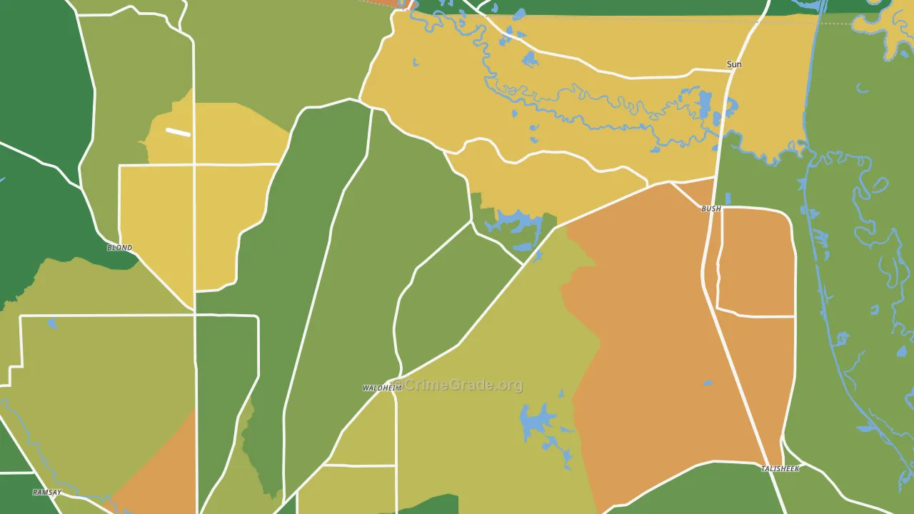 Bush, LA Map of Drug-Related Crime Rates