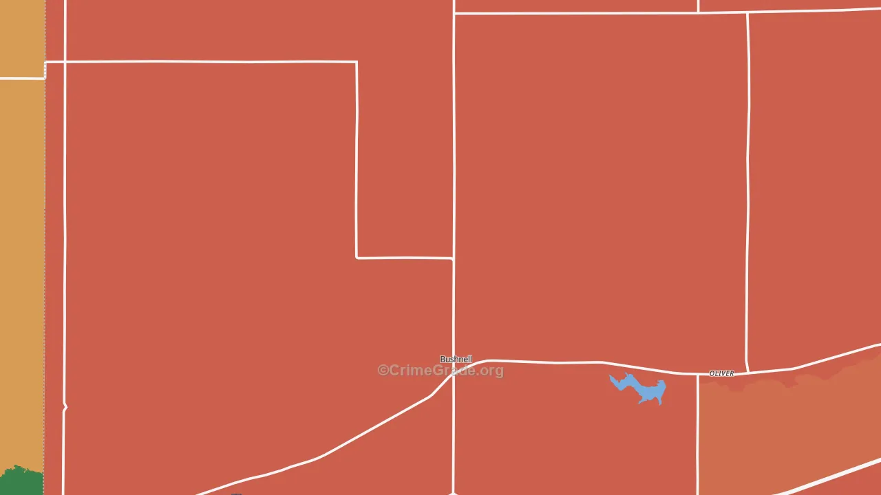 Bushnell, NE Map of Drug-Related Crime Rates