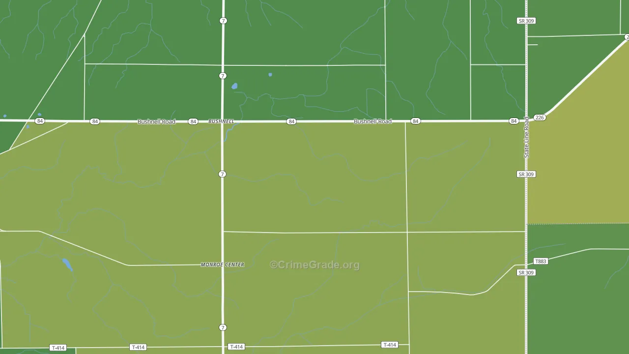 Bushnell, OH Map of Drug-Related Crime Rates