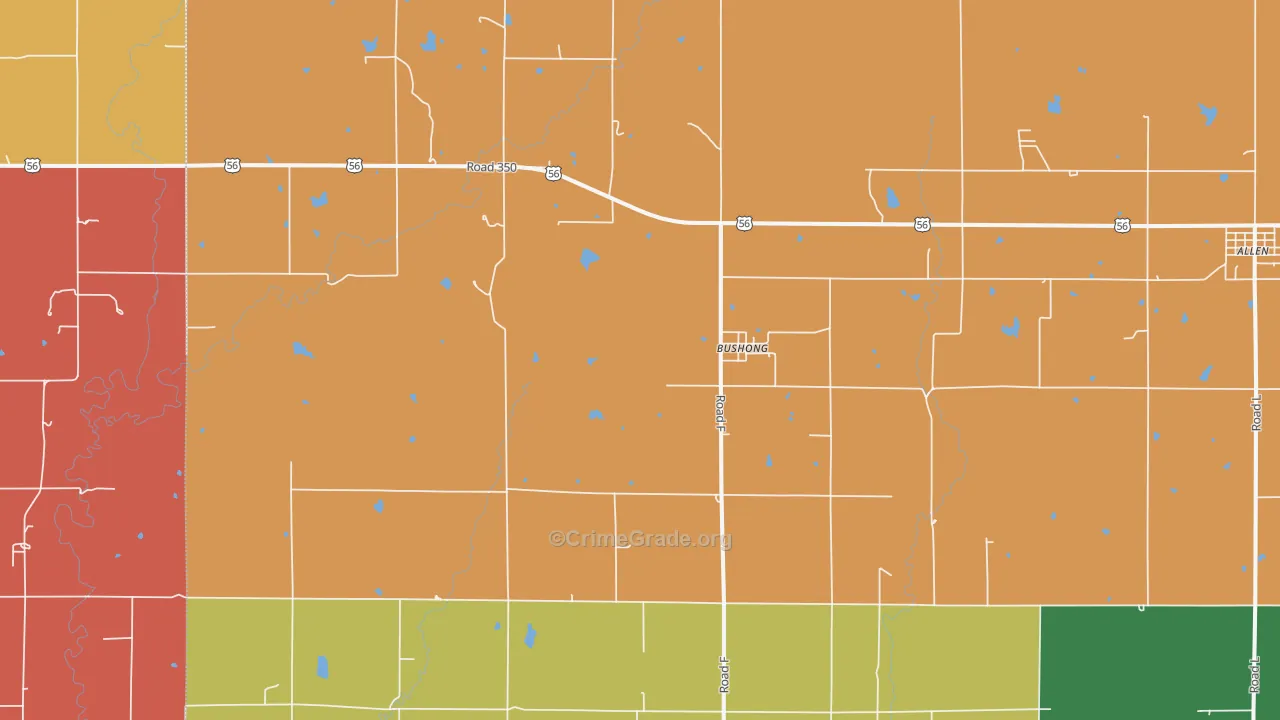 Bushong, KS Map of Drug-Related Crime Rates
