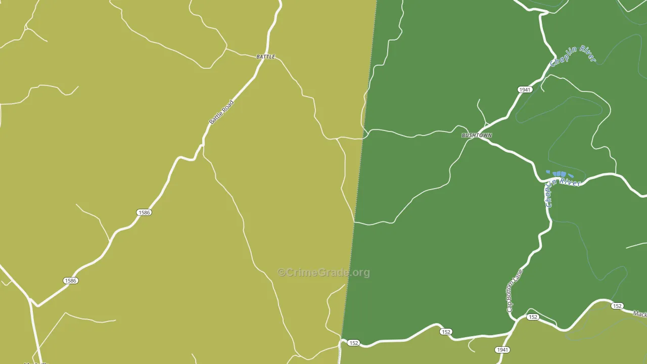 Bushtown, KY Map of Drug-Related Crime Rates