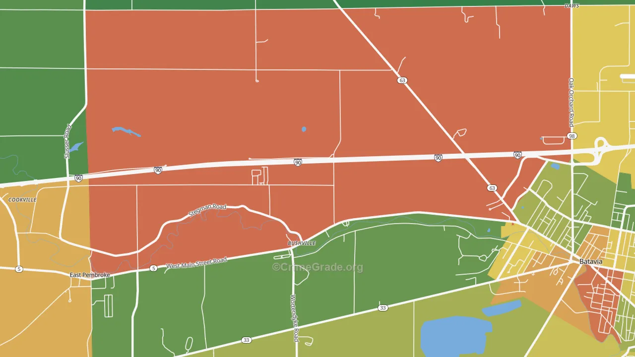 Bushville, NY Map of Drug-Related Crime Rates