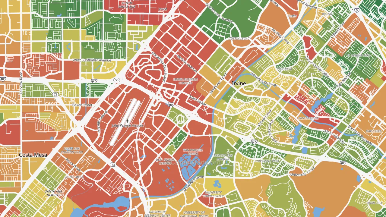 Business District, Irvine, CA Map of Drug-Related Crime Rates