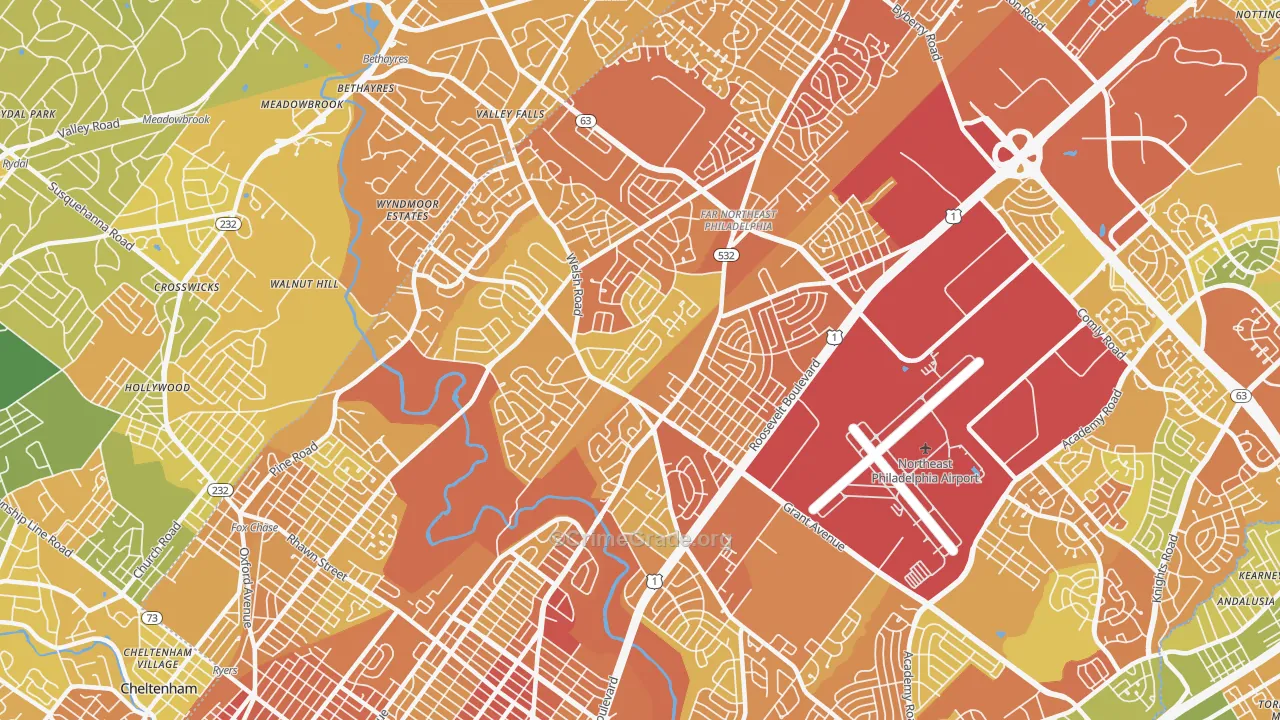 Bustleton, Philadelphia, PA Map of Drug-Related Crime Rates