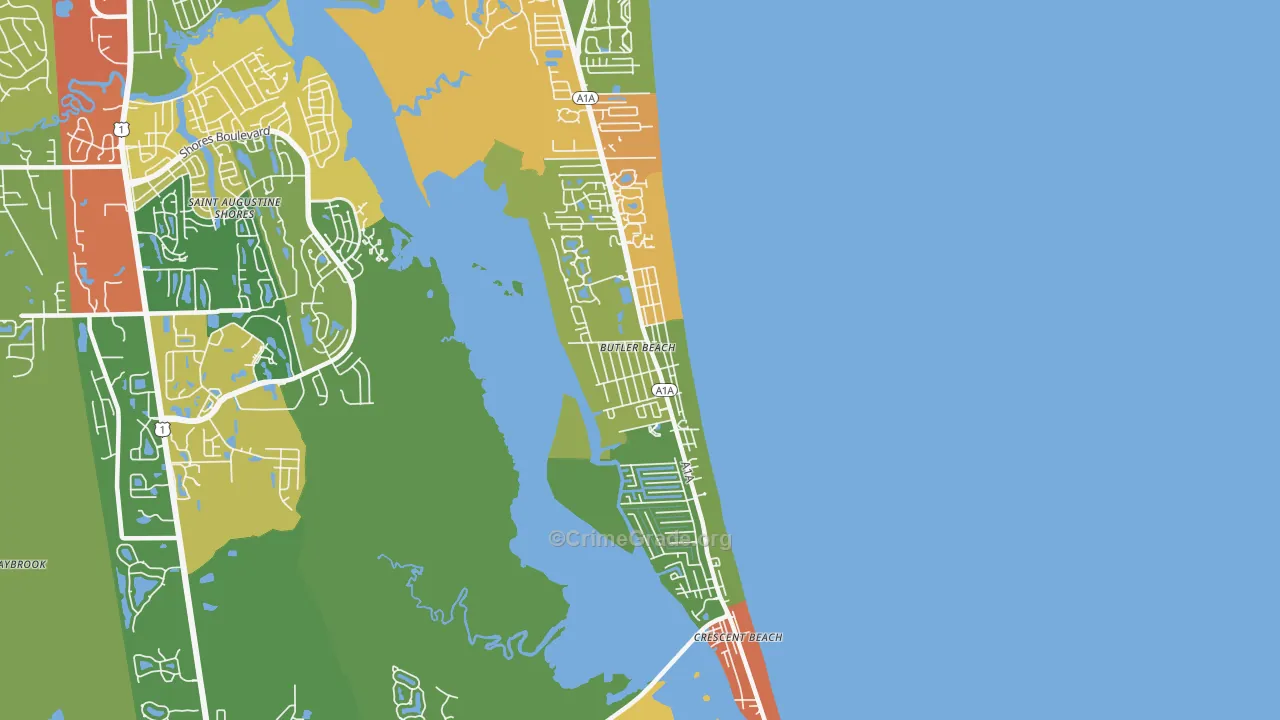 Butler Beach, FL Map of Drug-Related Crime Rates
