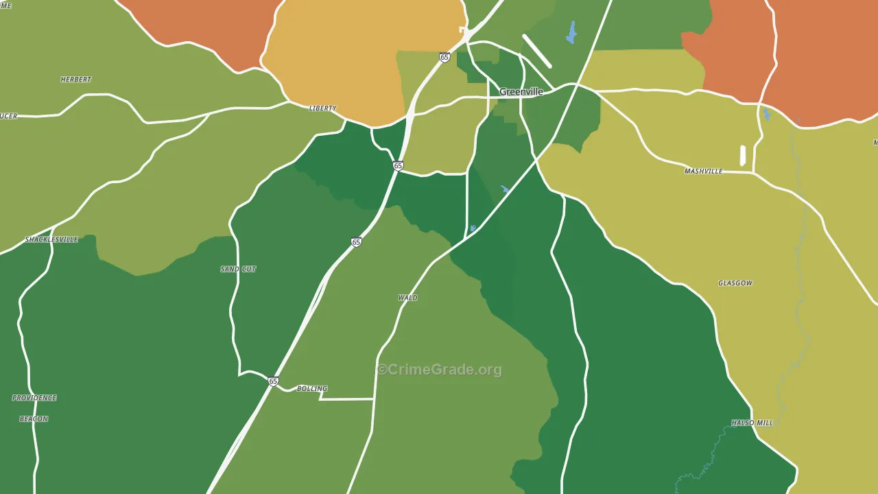Butler County, AL Map of Drug-Related Crime Rates