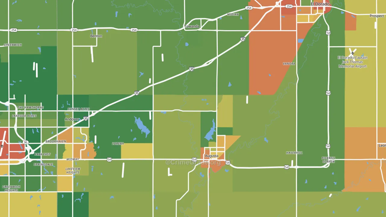 Butler County, KS Map of Drug-Related Crime Rates