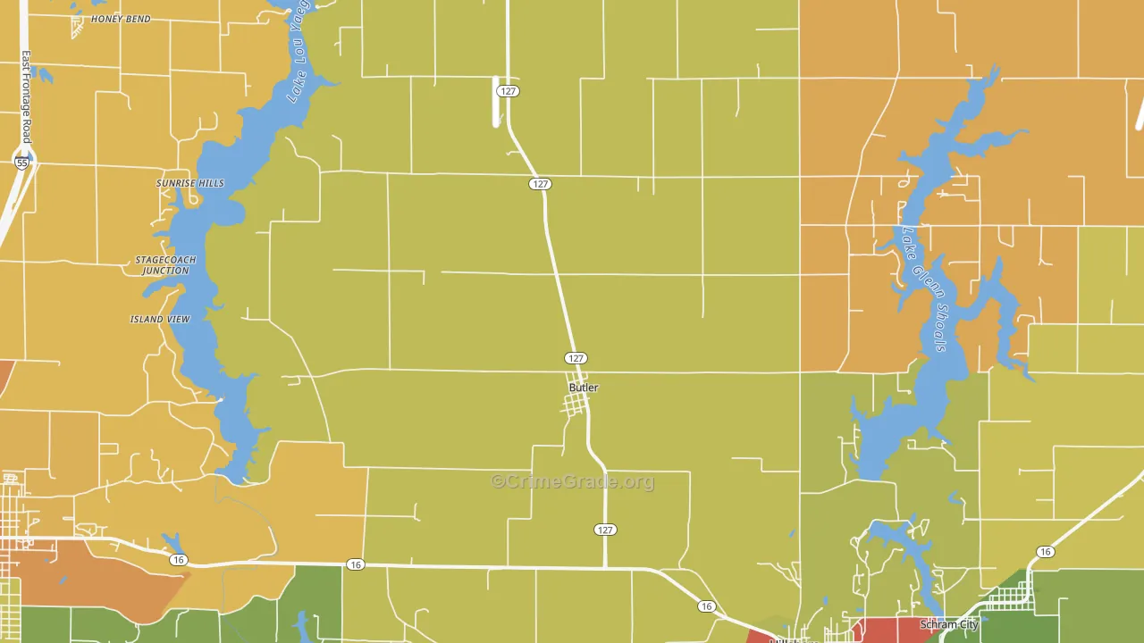 Butler, IL Map of Drug-Related Crime Rates