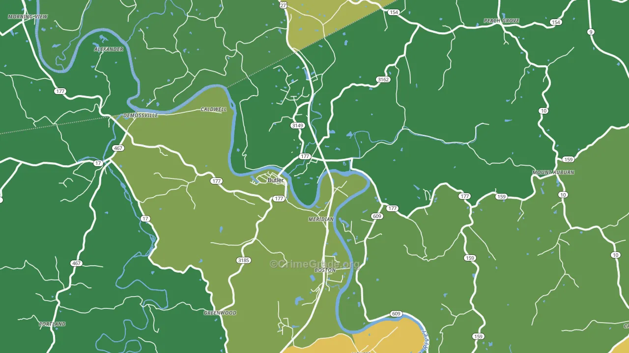 Butler, KY Map of Drug-Related Crime Rates