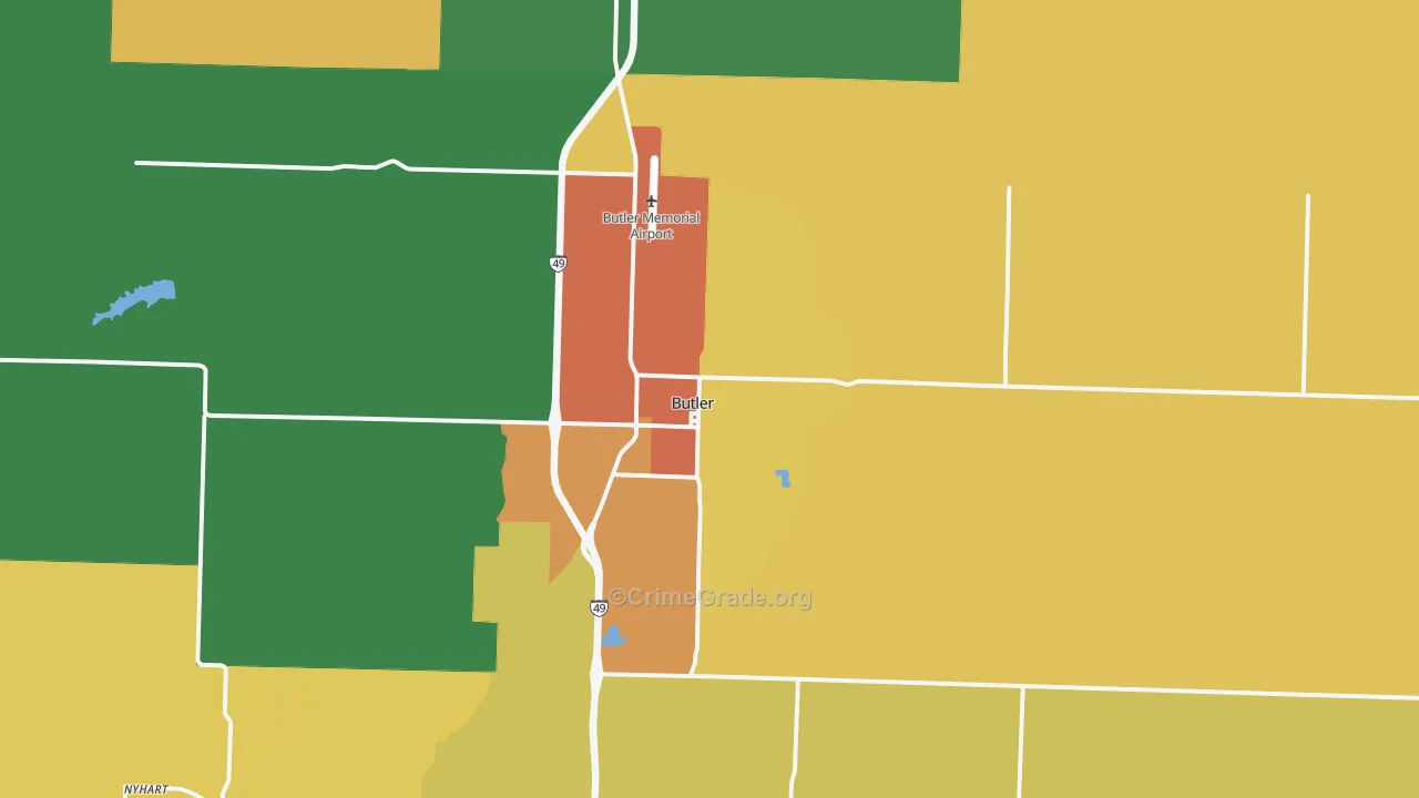 Butler, MO Map of Drug-Related Crime Rates
