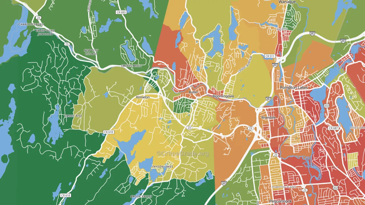 Butler, NJ Map of Drug-Related Crime Rates