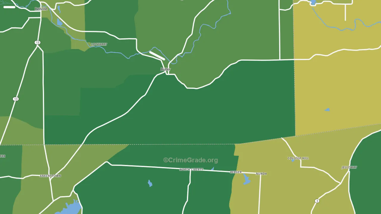 Butler, OH Map of Drug-Related Crime Rates