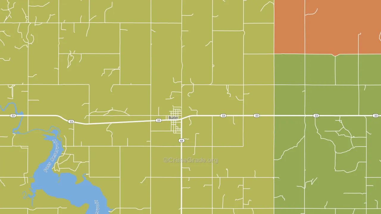 Butler, OK Map of Drug-Related Crime Rates