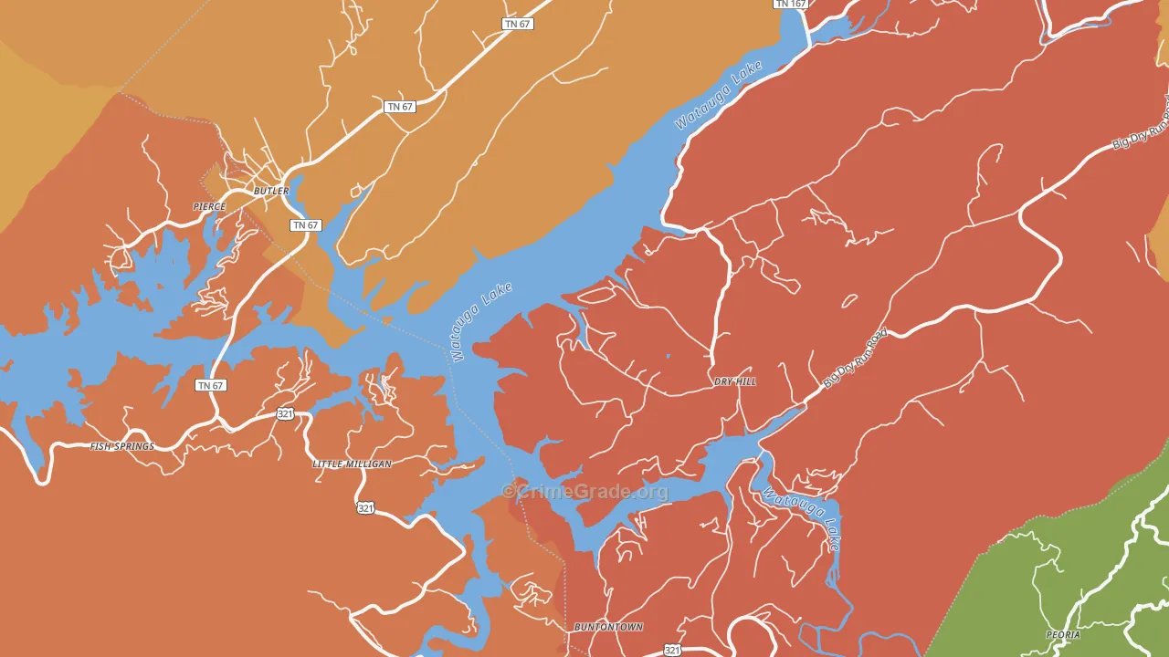 Butler, TN Map of Drug-Related Crime Rates