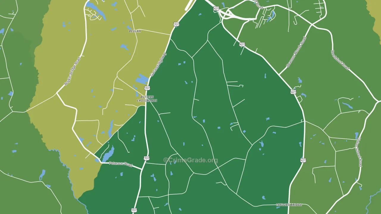 Butlers Crossroads, NC Map of Drug-Related Crime Rates