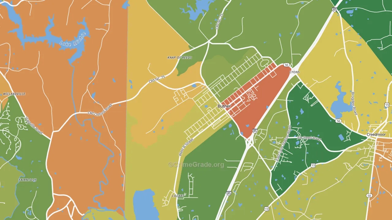 Butner, NC Map of Drug-Related Crime Rates