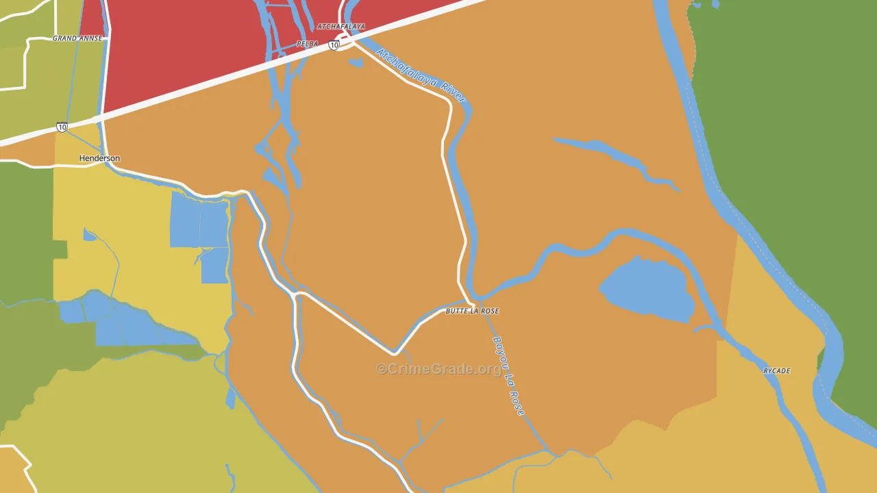 Butte La Rose, LA Map of Drug-Related Crime Rates