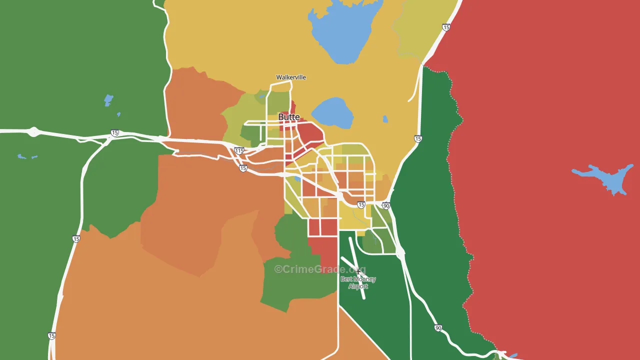 Butte, MT Map of Drug-Related Crime Rates