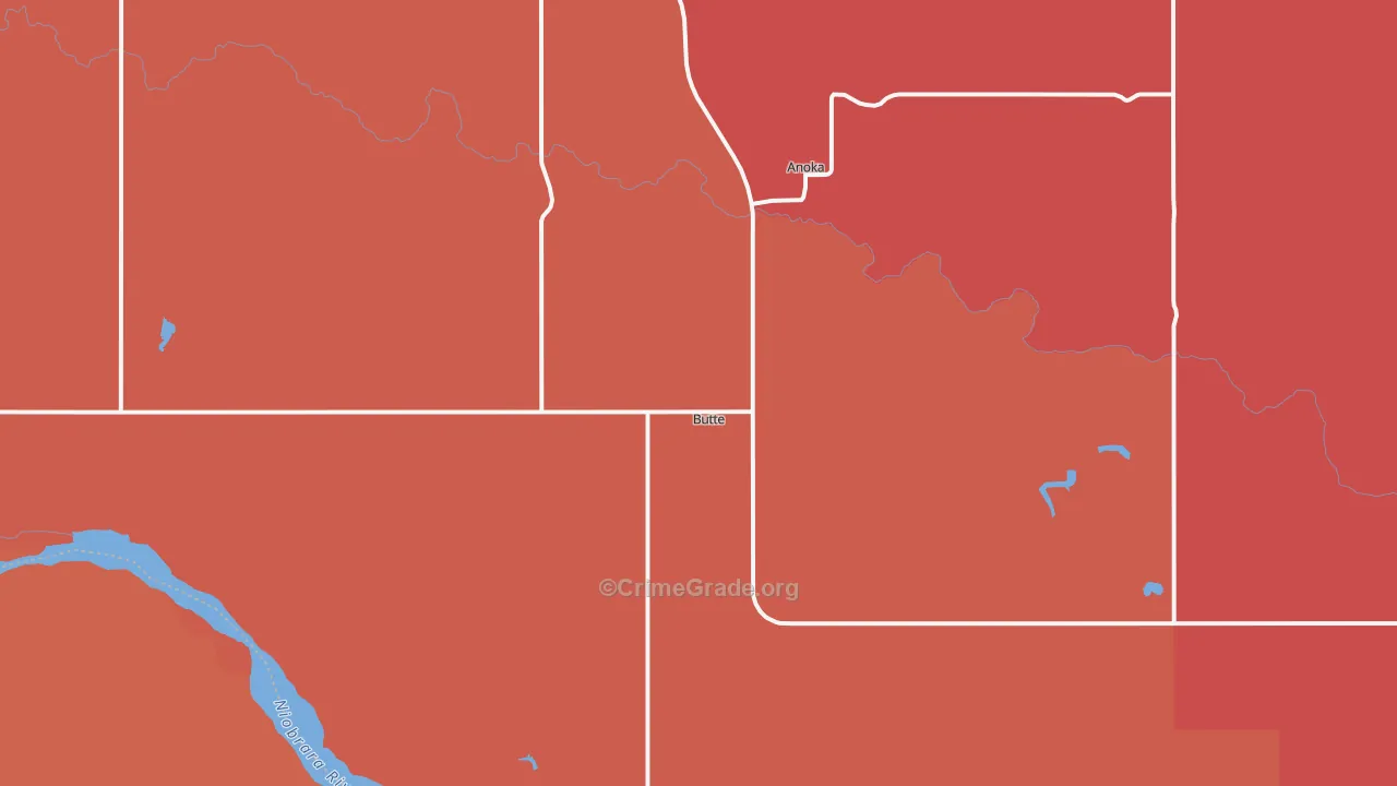 Butte, NE Map of Drug-Related Crime Rates