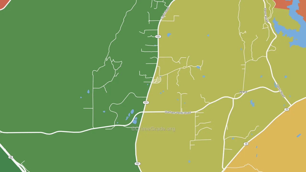 Butte Valley, CA Map of Drug-Related Crime Rates