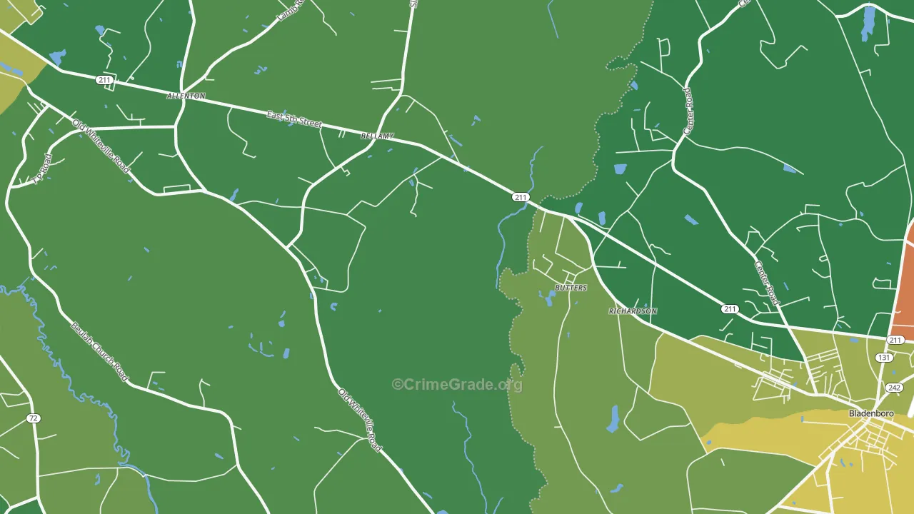 Butters, NC Map of Drug-Related Crime Rates