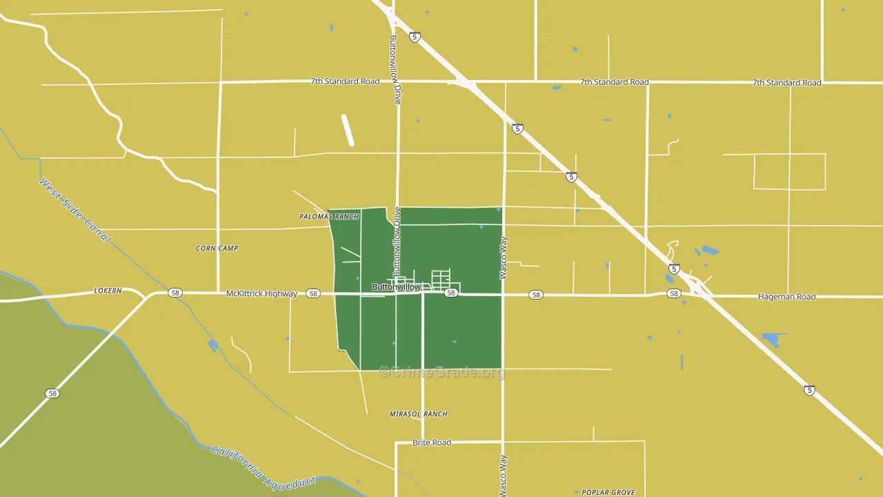 Buttonwillow, CA Map of Drug-Related Crime Rates