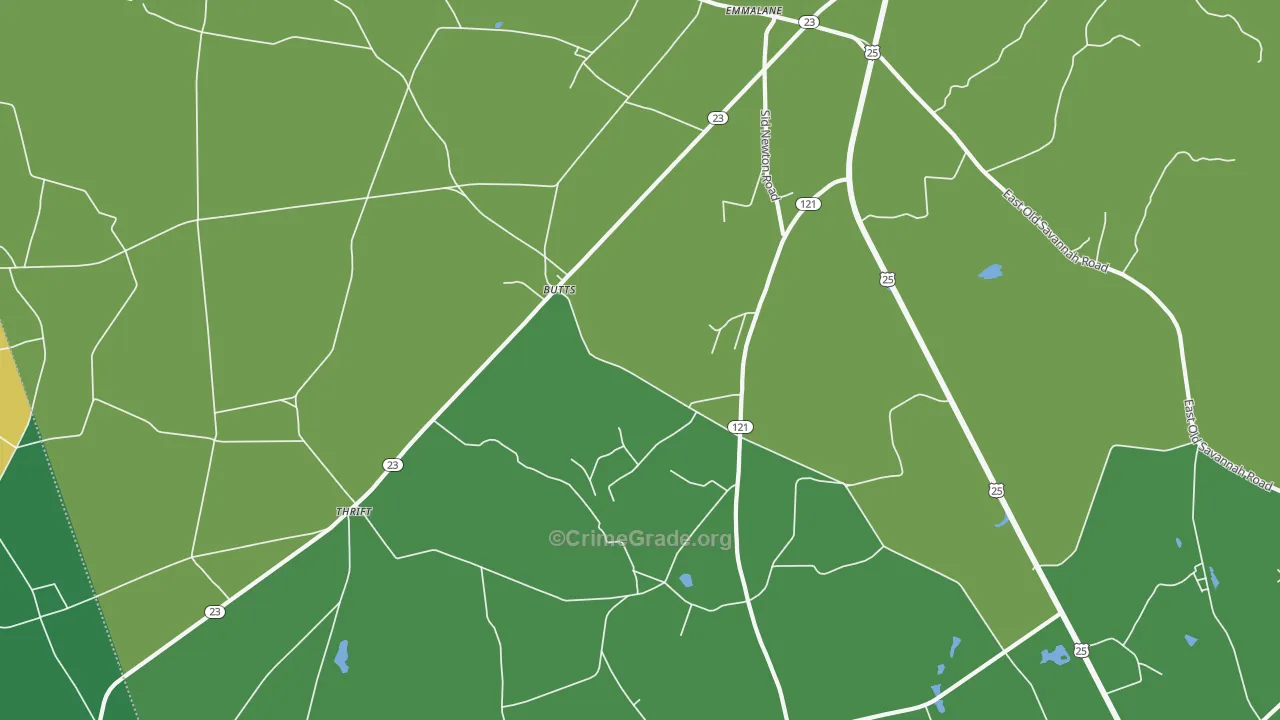 Butts, GA Map of Drug-Related Crime Rates