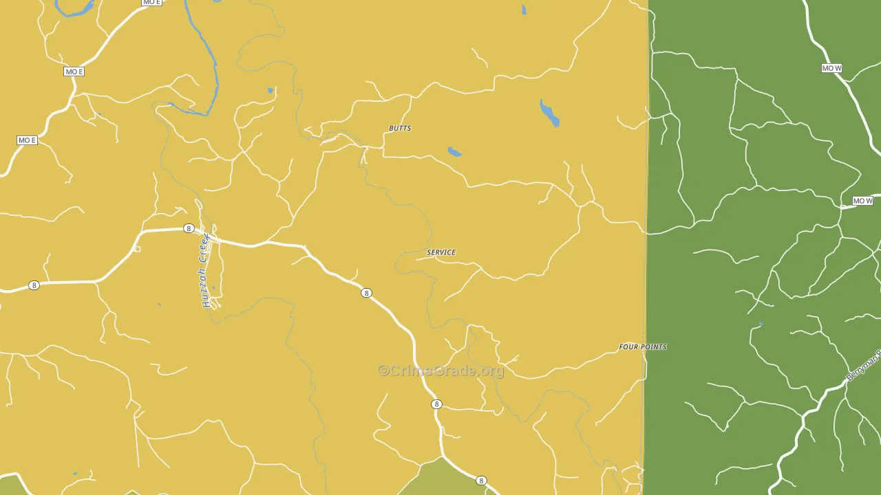 Butts, MO Map of Drug-Related Crime Rates