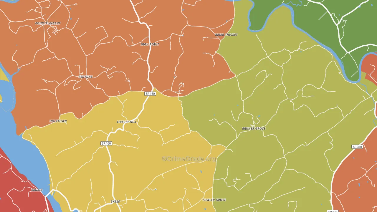 Bybee, TN Map of Drug-Related Crime Rates