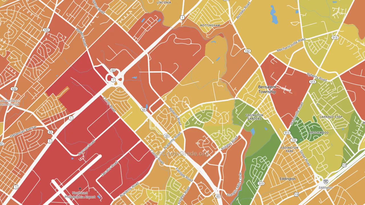 Byberry, Philadelphia, PA Map of Drug-Related Crime Rates