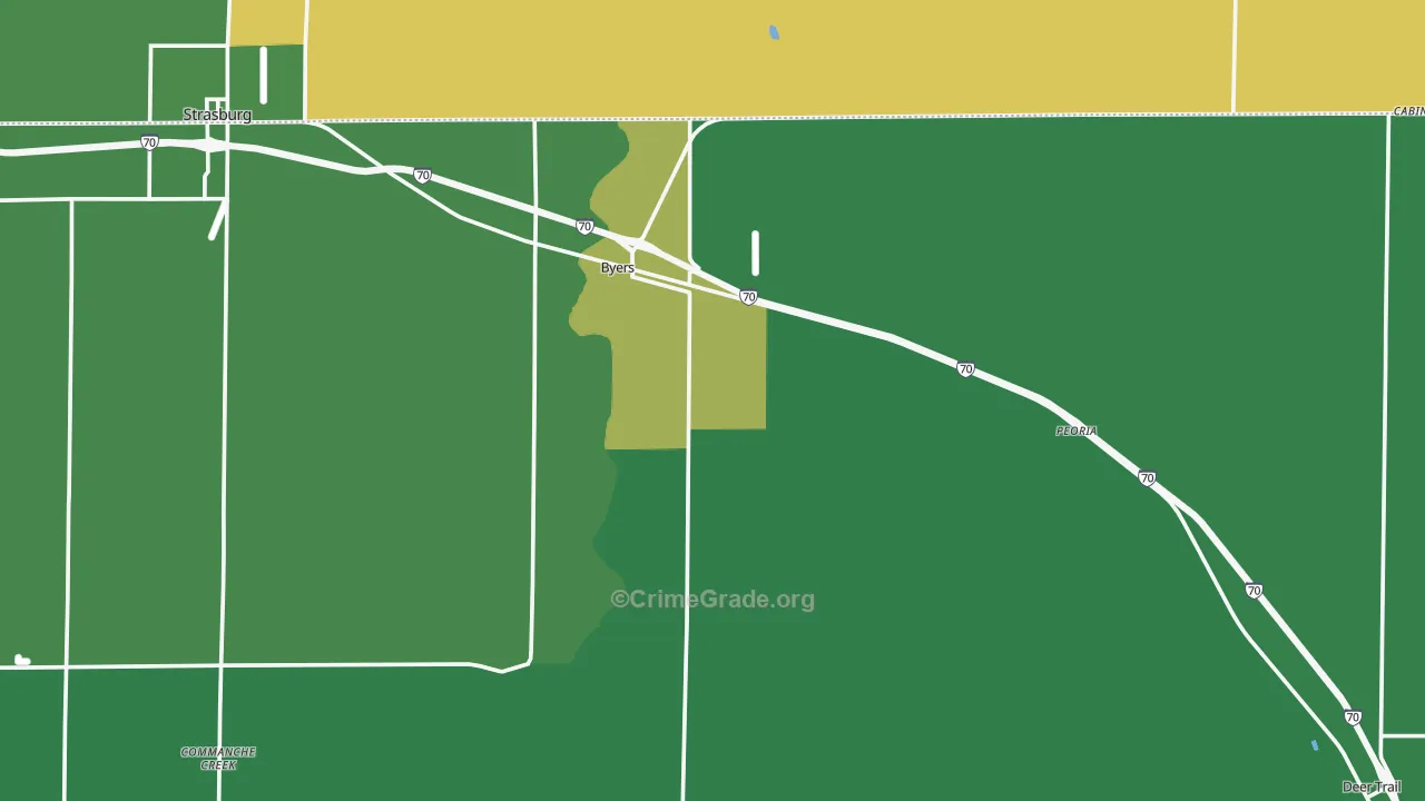 Byers, CO Map of Drug-Related Crime Rates