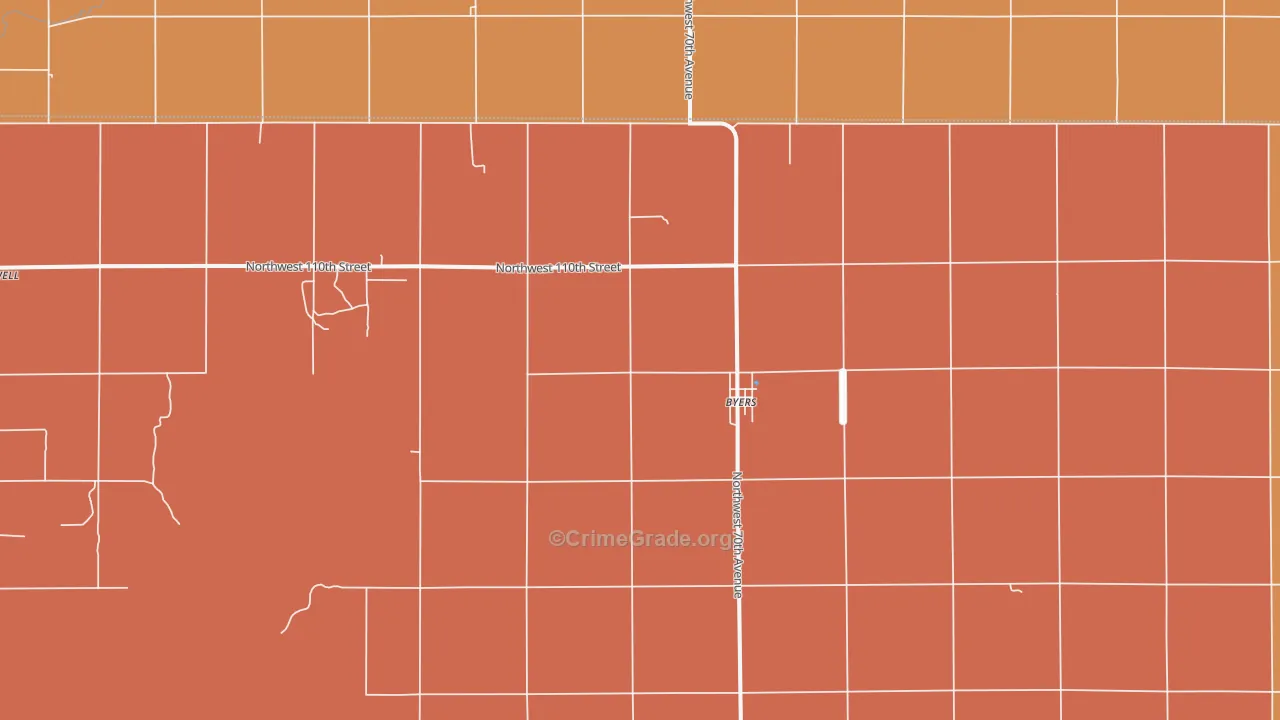 Byers, KS Map of Drug-Related Crime Rates