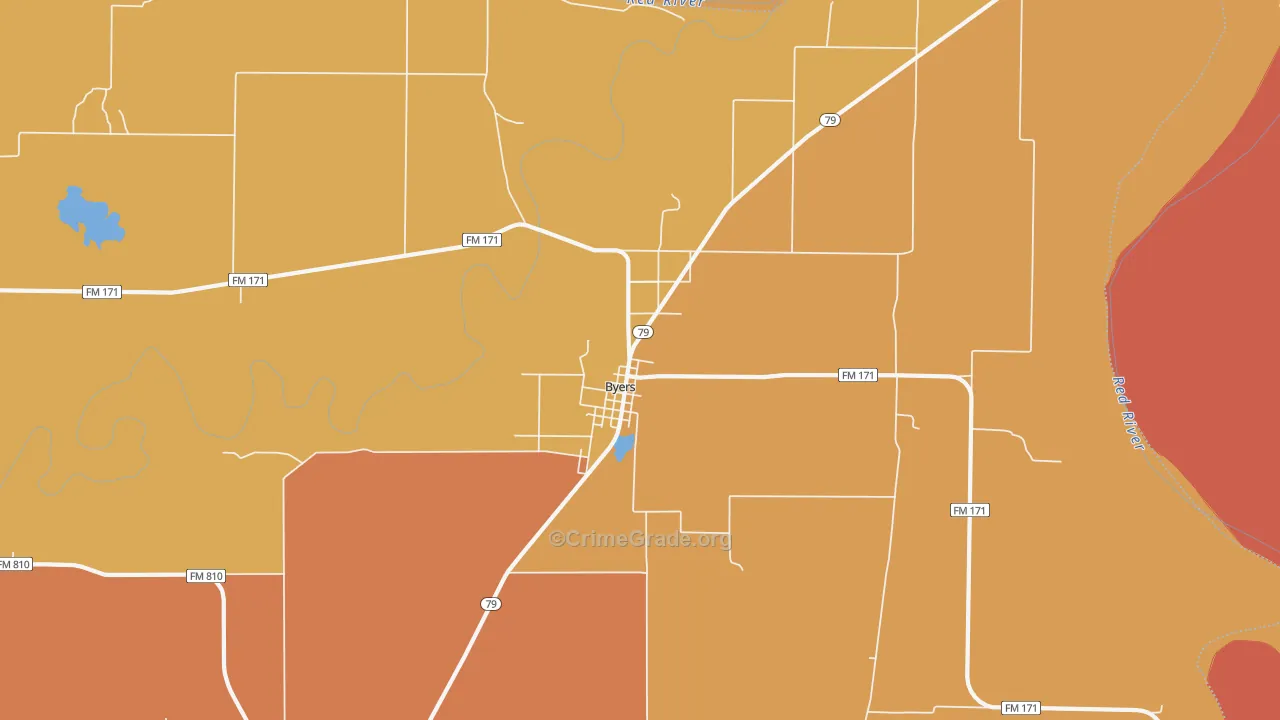 Byers, TX Map of Drug-Related Crime Rates