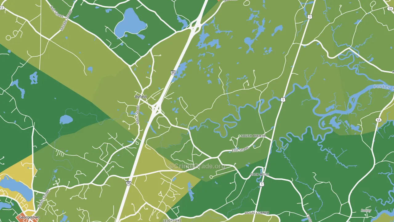 Byfield, MA Map of Drug-Related Crime Rates