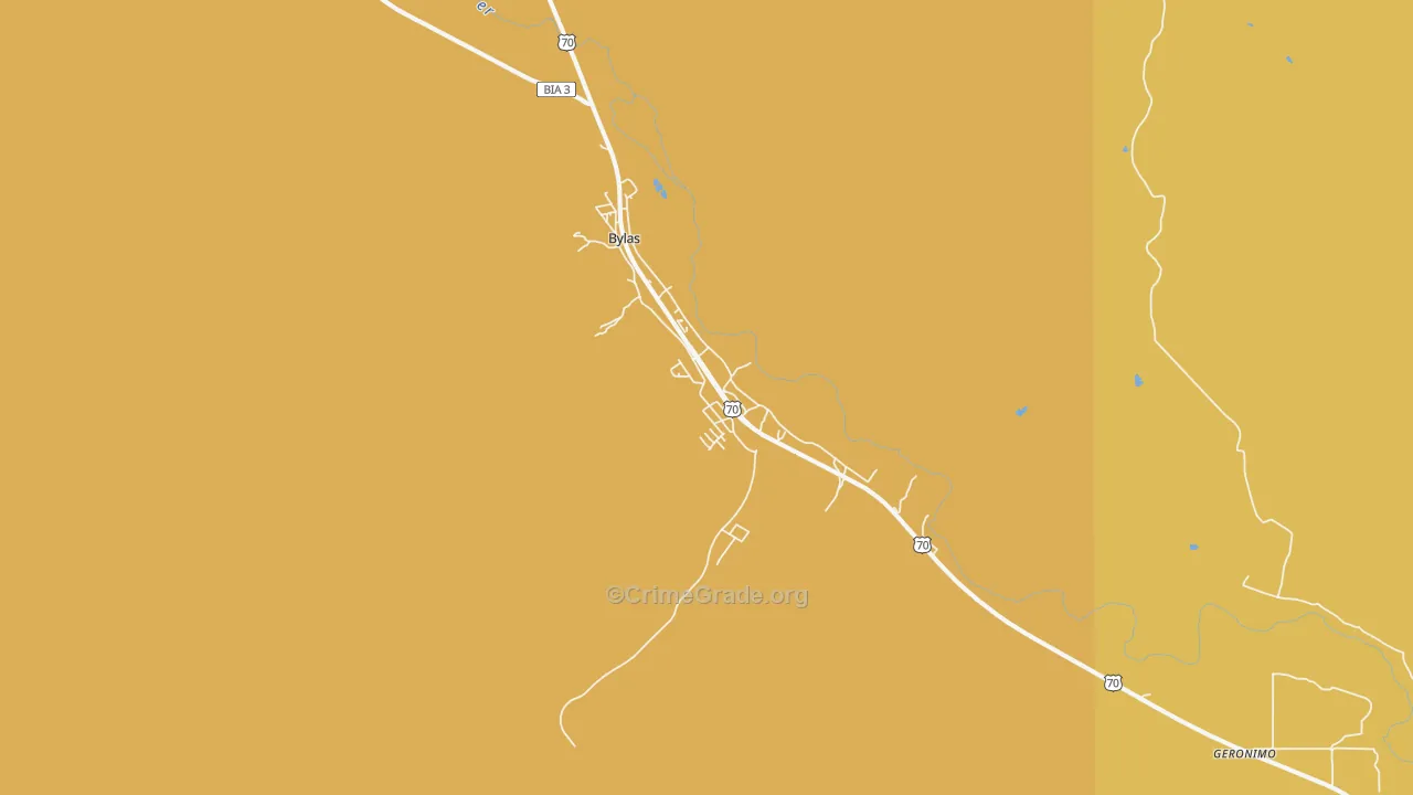 Bylas, AZ Map of Drug-Related Crime Rates