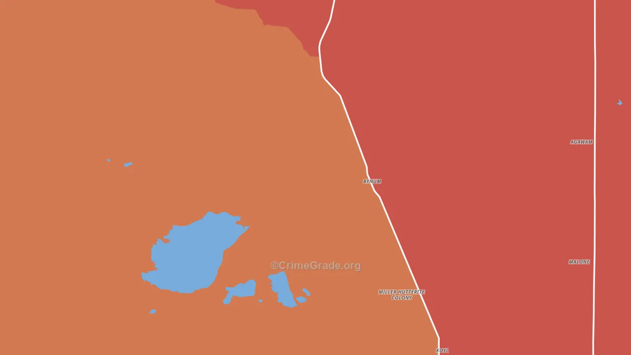 Bynum, MT Map of Drug-Related Crime Rates