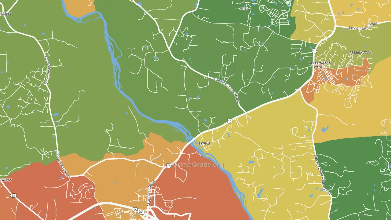 Bynum, NC Map of Drug-Related Crime Rates
