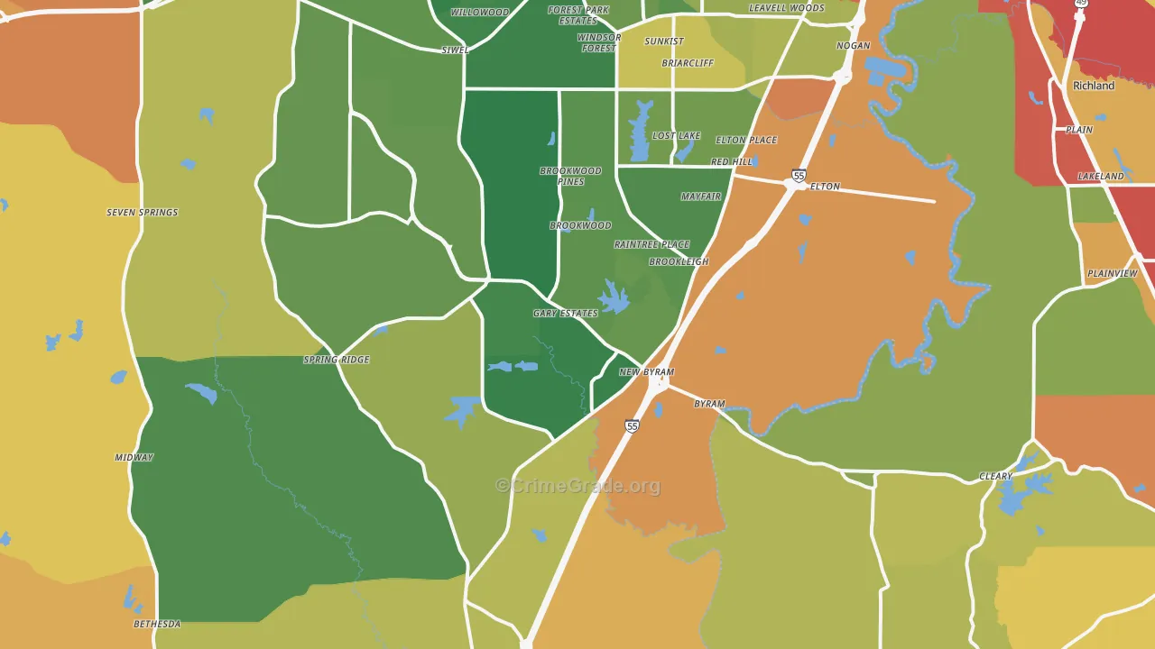 Byram, MS Map of Drug-Related Crime Rates