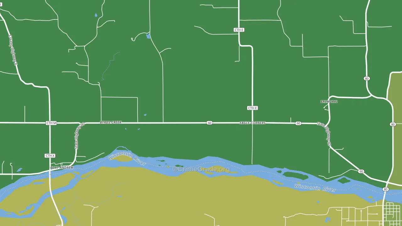 Byrds Creek, WI Map of Drug-Related Crime Rates