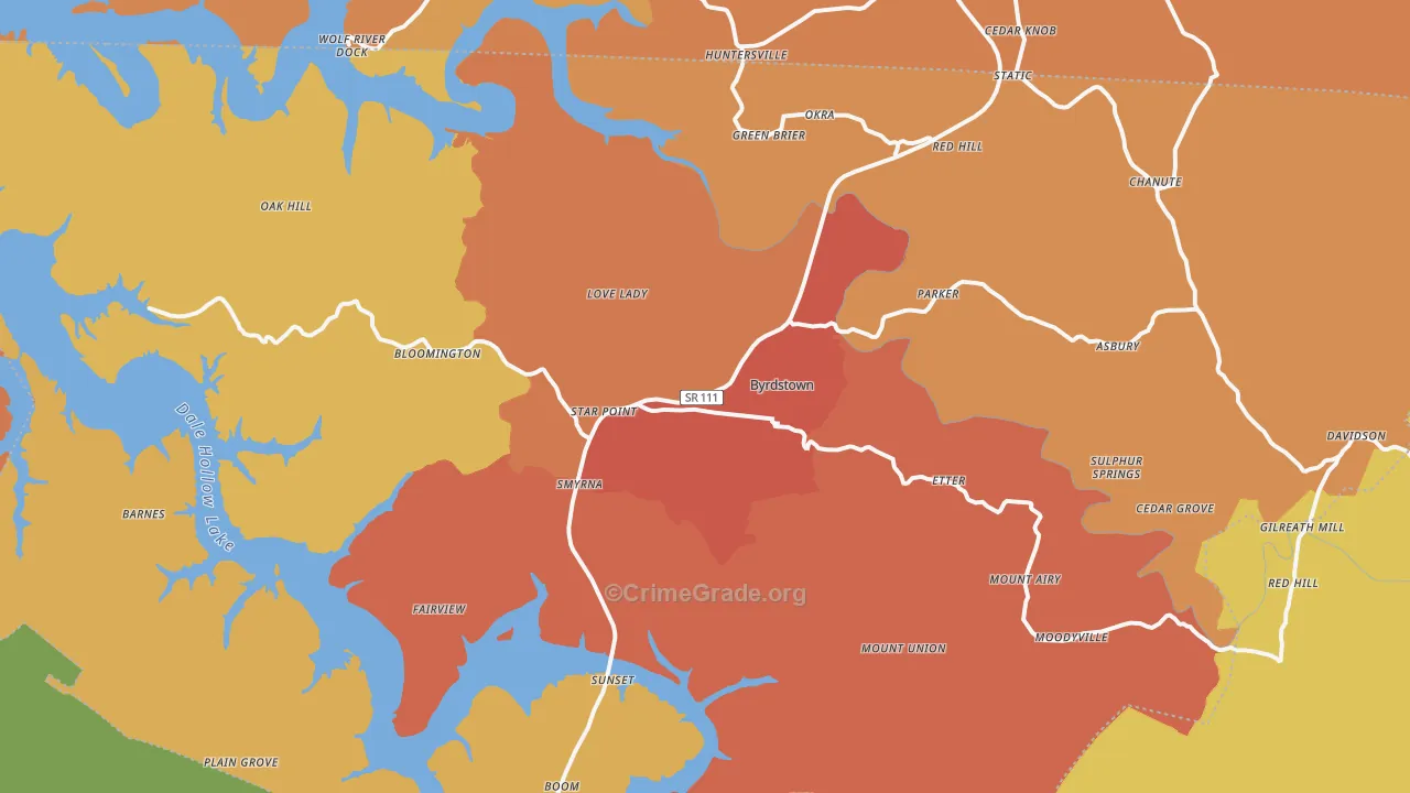Byrdstown, TN Map of Drug-Related Crime Rates