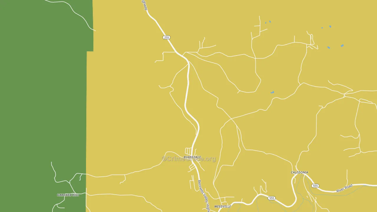 Byrnedale, PA Map of Drug-Related Crime Rates