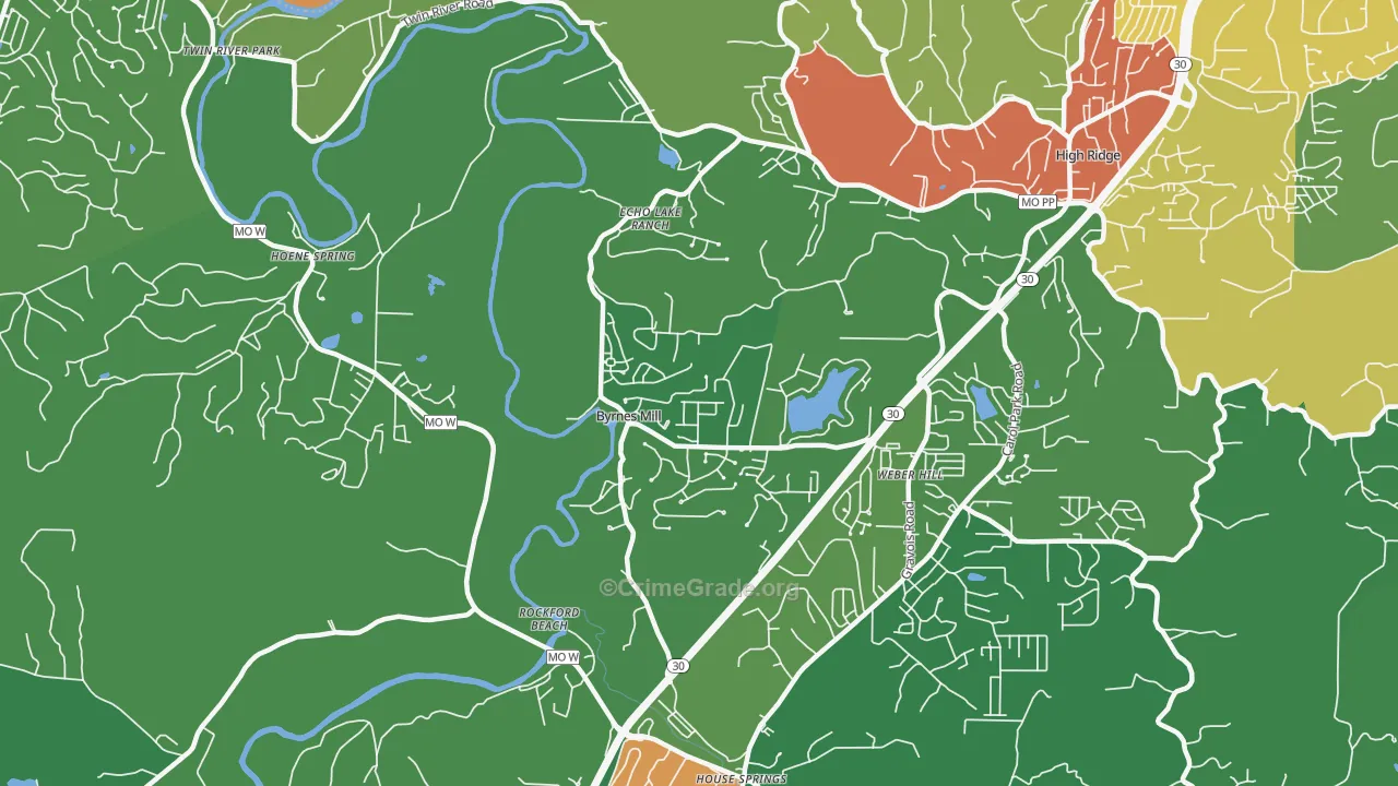 Byrnes Mill, MO Map of Drug-Related Crime Rates