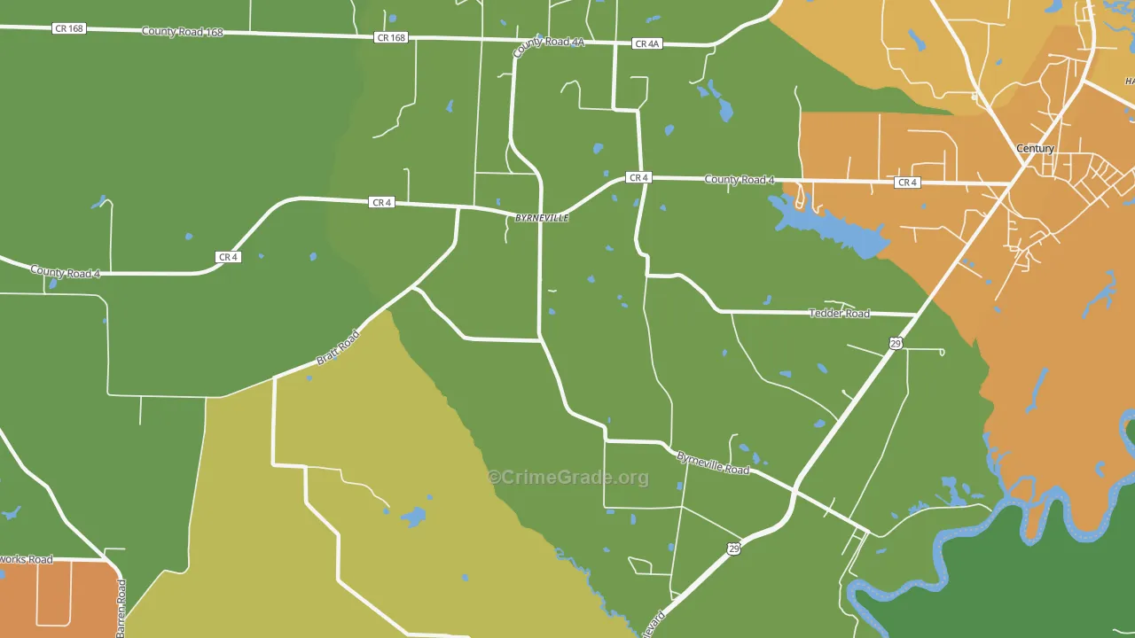 Byrneville, FL Map of Drug-Related Crime Rates