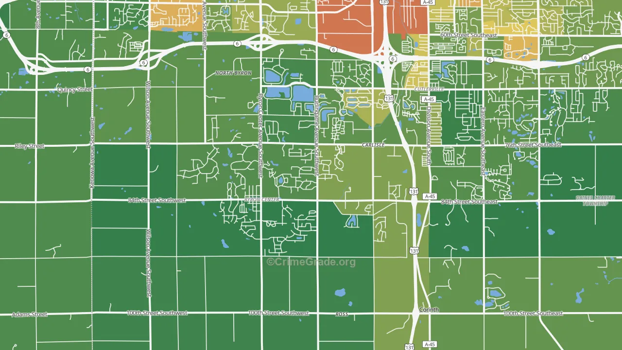 Byron Center, MI Map of Drug-Related Crime Rates