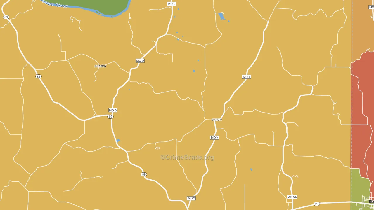 Byron, MO Map of Drug-Related Crime Rates