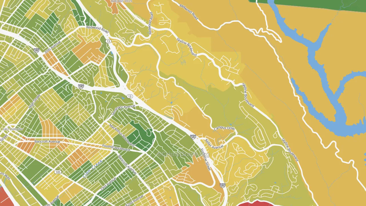 Caballo Hills, Oakland, CA Map of Drug-Related Crime Rates