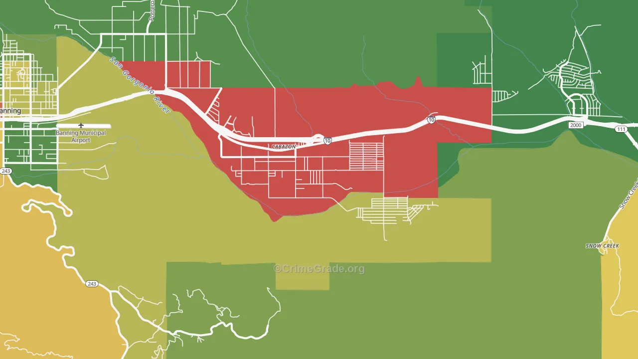 Cabazon, CA Map of Drug-Related Crime Rates