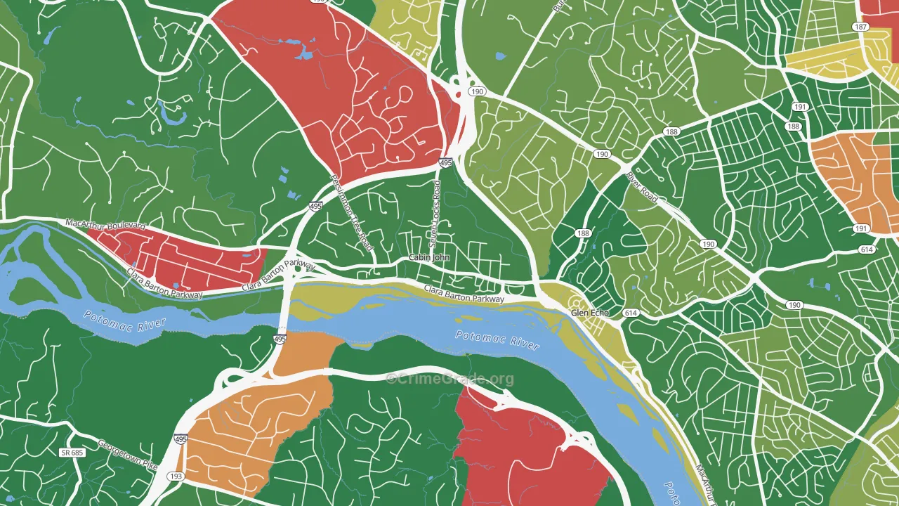 Cabin John, MD Map of Drug-Related Crime Rates