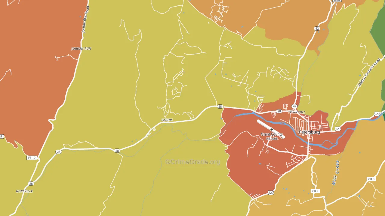 Cabins, WV Map of Drug-Related Crime Rates